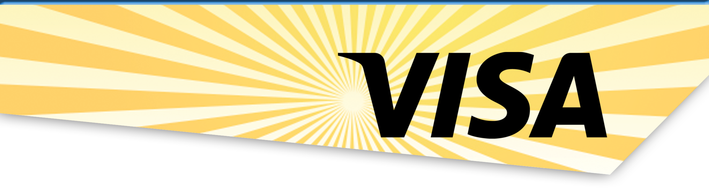 VISA logo over sun and rays.