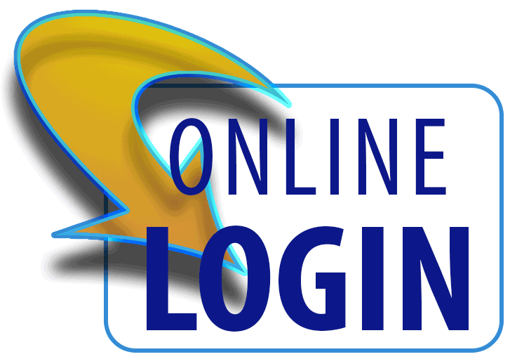 Blue arrow pointing at online login to home banking