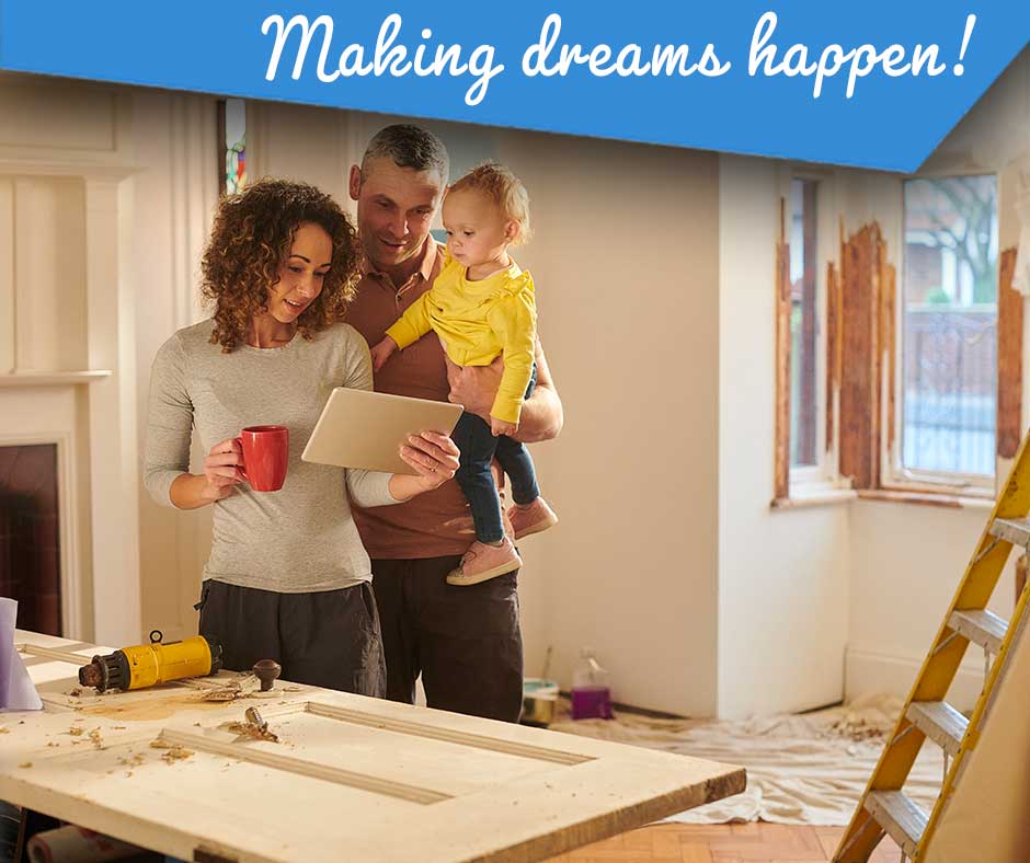 Happy family review plans to remodeling project