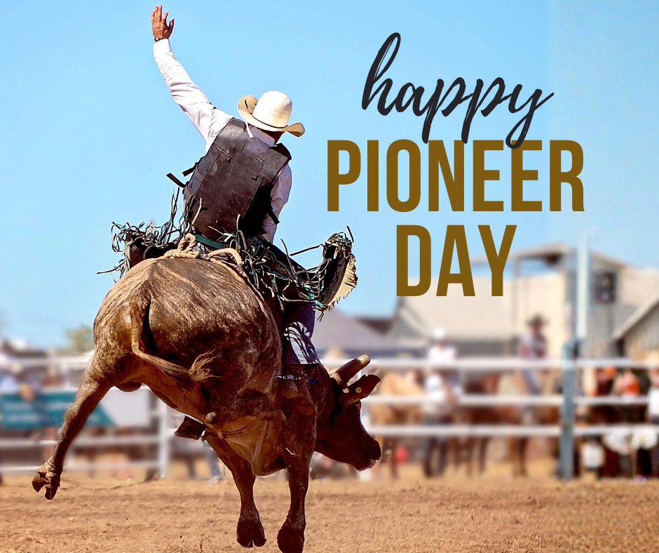 Rodeo cowboy rides a bucking bull