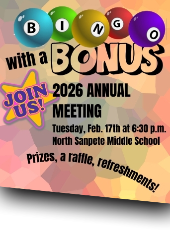 Colorful bingo balls encouraging members to attend tha annual meeting.