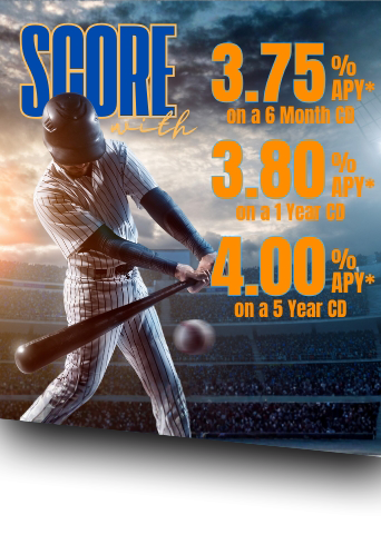 Professional baseball player at bat ready to score a homerun with CD rates at Utah Heritage Credit Union!